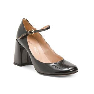 OROSCURO Black Made In Italy Leather Heeled Ballerina Shoes